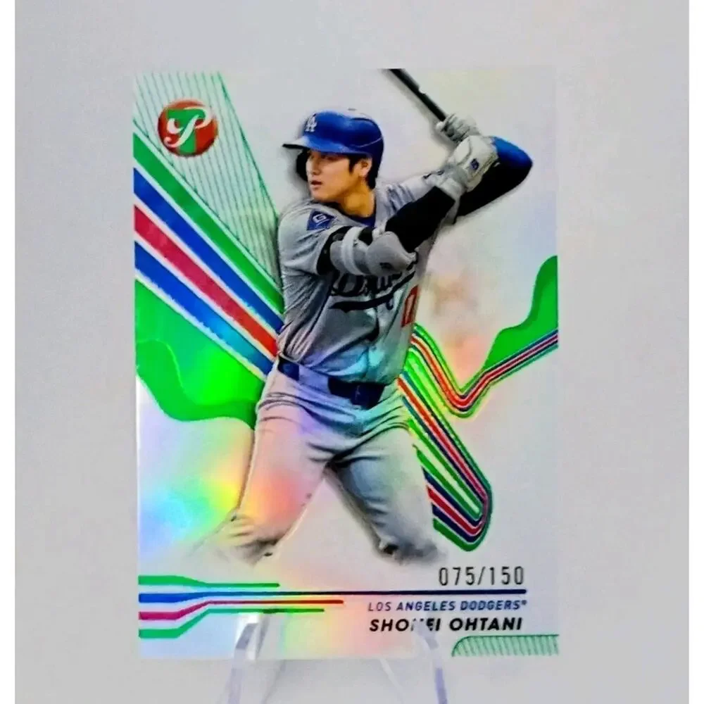 Shohei Ohtani #112 Topps Pristine 2024 GREEN REFRACTOR Chrome SP 75/150 - Picture 4 of 10